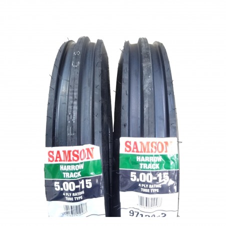 5.00-15 Samson Harrow Track Tri-Rib Front Tractor Tires 4 ply WITH Tubes