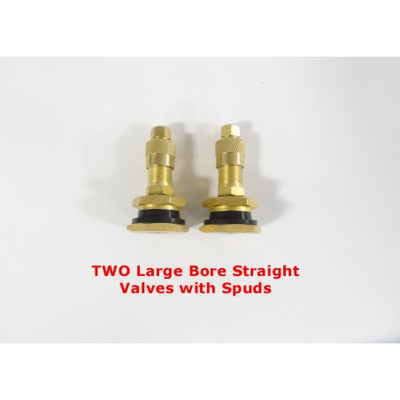 TWO Large Bore Straight Tire Valves with Spuds OTR Road Graders Dirt Scrapers AG Flotation